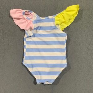 Mia & Miles Toddler Girls 2T Blue White Striped Ruffle One Piece Swimsuit‎